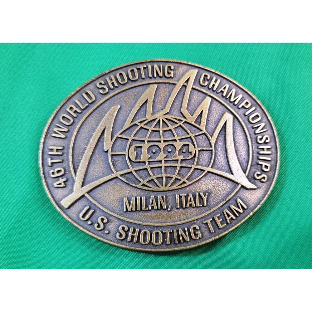 1994 United States Shooting Team Metal Belt Buckle Milan, Italy 46th World US